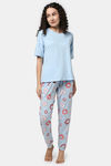 Rosaline Sugar Rush Knit Cotton Pyjama Set - Harbor Blue — thumbnail 4